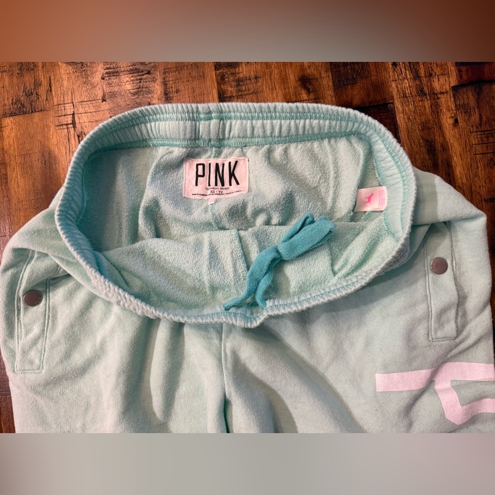 Bundle 2 pairs PINK capri joggers in coral pink and light green-blue sz XS - Picture 7 of 10